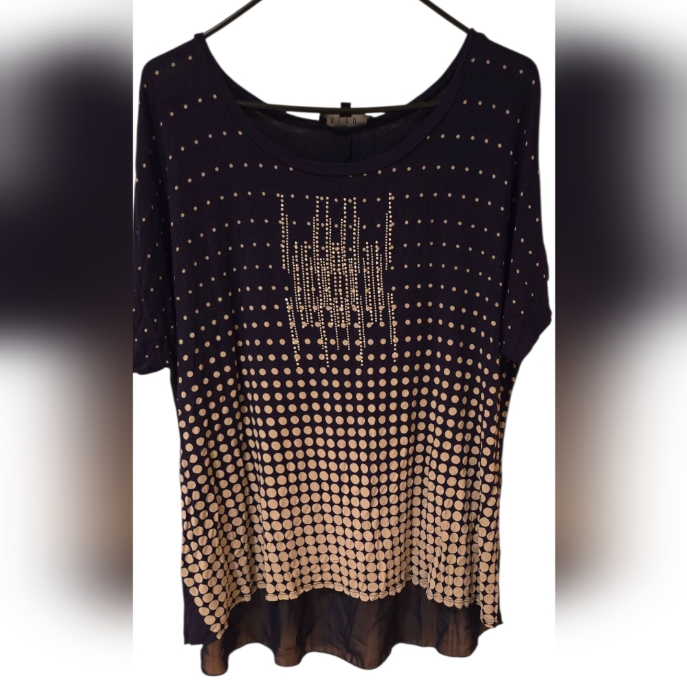 B.L.E.U. Top Navy Blue With Gold Size 1X